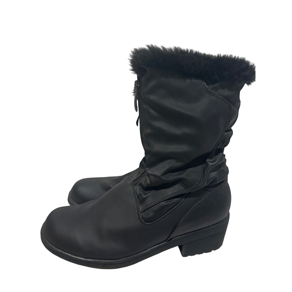 Khombu Womens Black Faux Fur Lined Winter Boots Sz 8.5M snow outdoor office